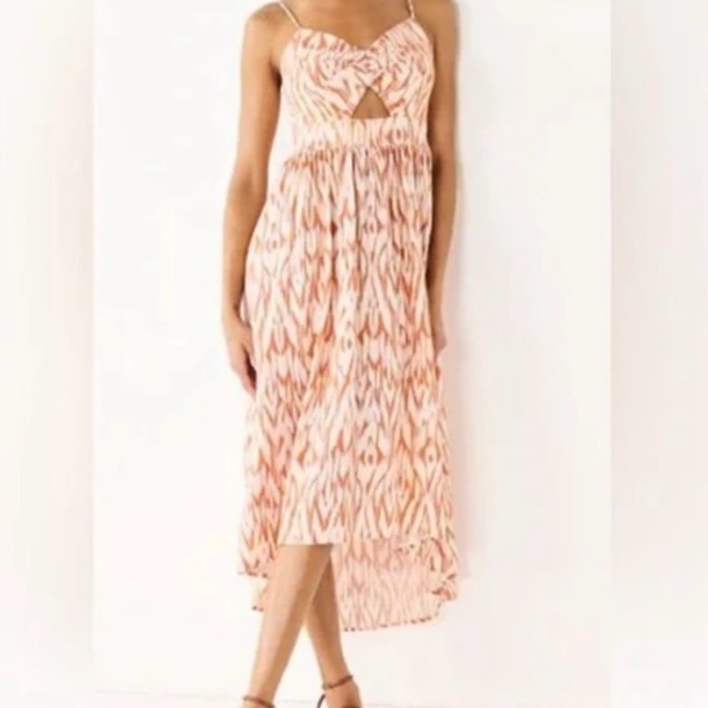 Women's Nine West Twist-Front High-Low Midi Dress. Size Large.